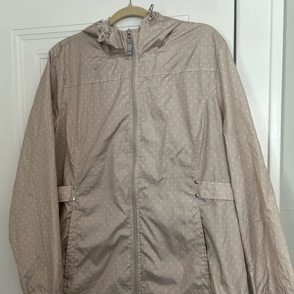 Jones New York Women's Polka Dot Hooded Rain Jacket-Sand- Size XXL - Picture 1 of 7